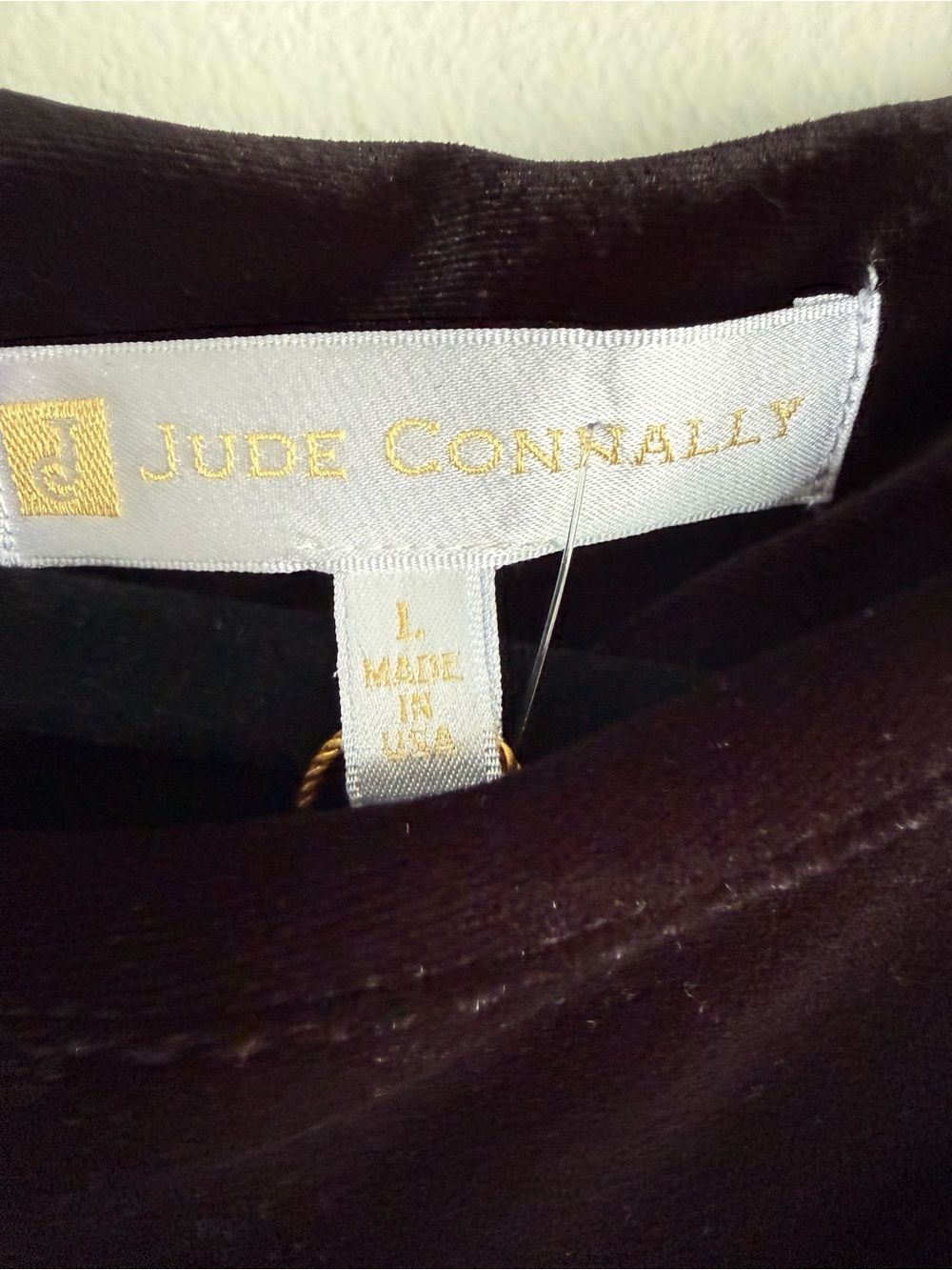 NWT Jude Connally Royce Black Stretch Velvet Feather Cuff Midi Dress sz. L - Picture 7 of 8